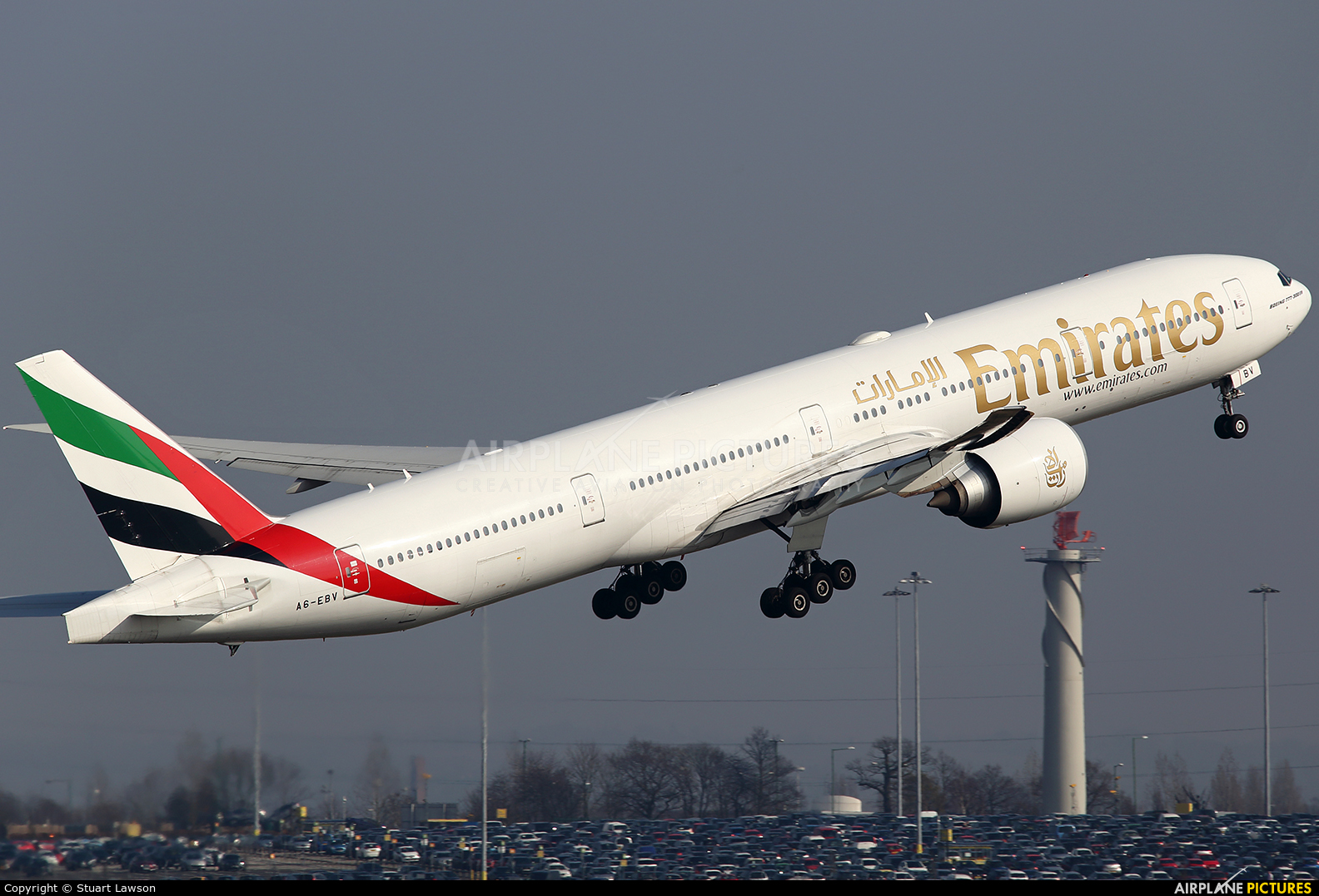 Emirates Airlines A6-EBV aircraft at Birmingham