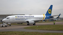 Ukraine International Airlines 737 painted in new schmee at East Midlands title=