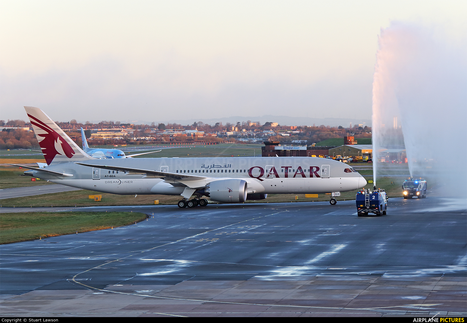 Qatar Airways A7-BDA aircraft at Birmingham