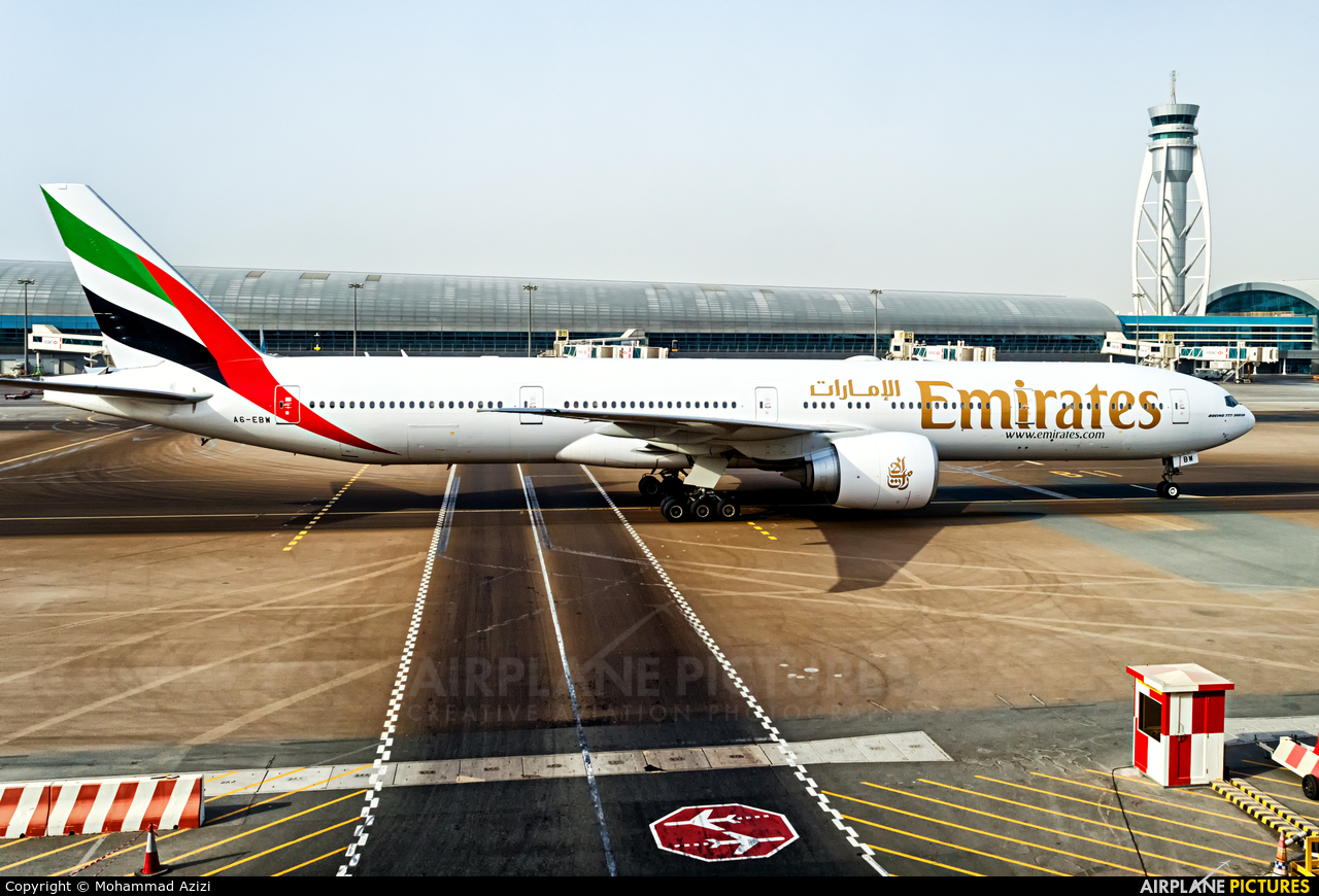 Emirates Airlines A6-EBW aircraft at Dubai Intl