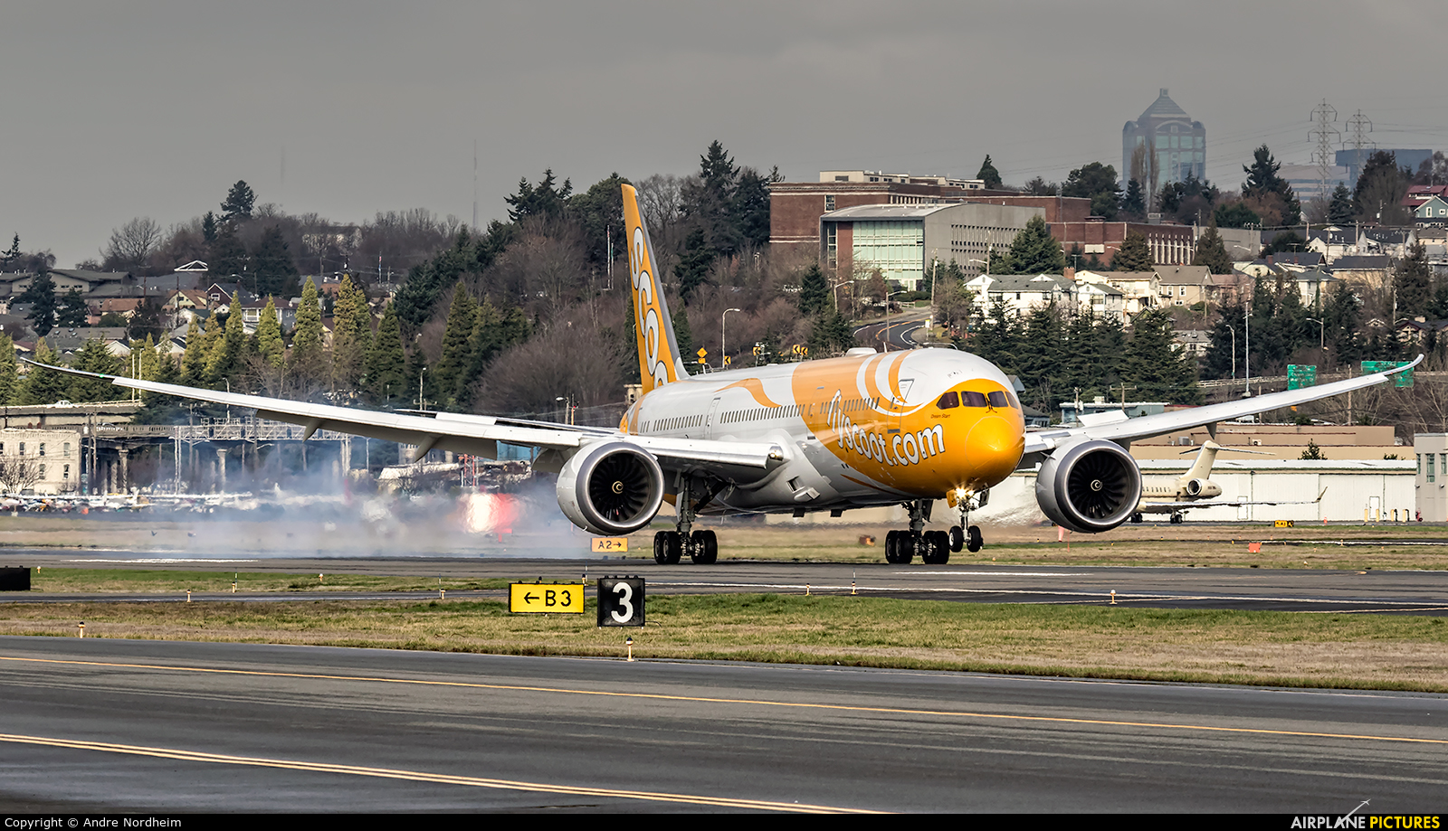 Scoot 9V-OJA aircraft at Seattle - Boeing Field / King County Intl