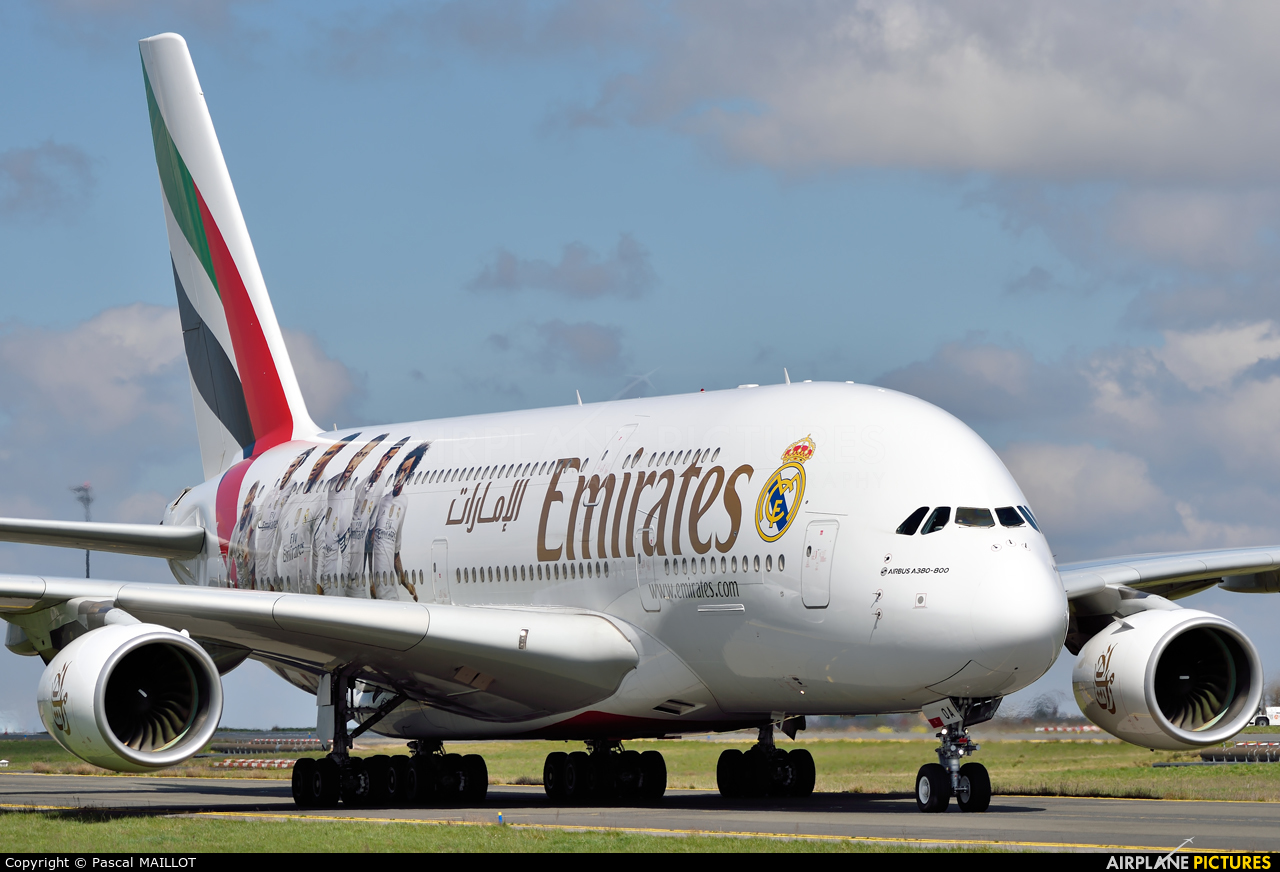 Emirates Airlines A6-EOA aircraft at Paris - Charles de Gaulle