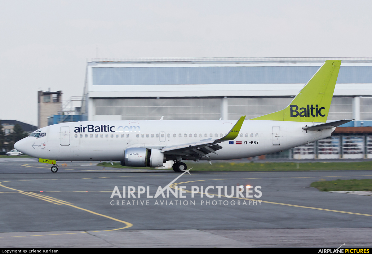Air Baltic YL-BBY aircraft at Riga Intl