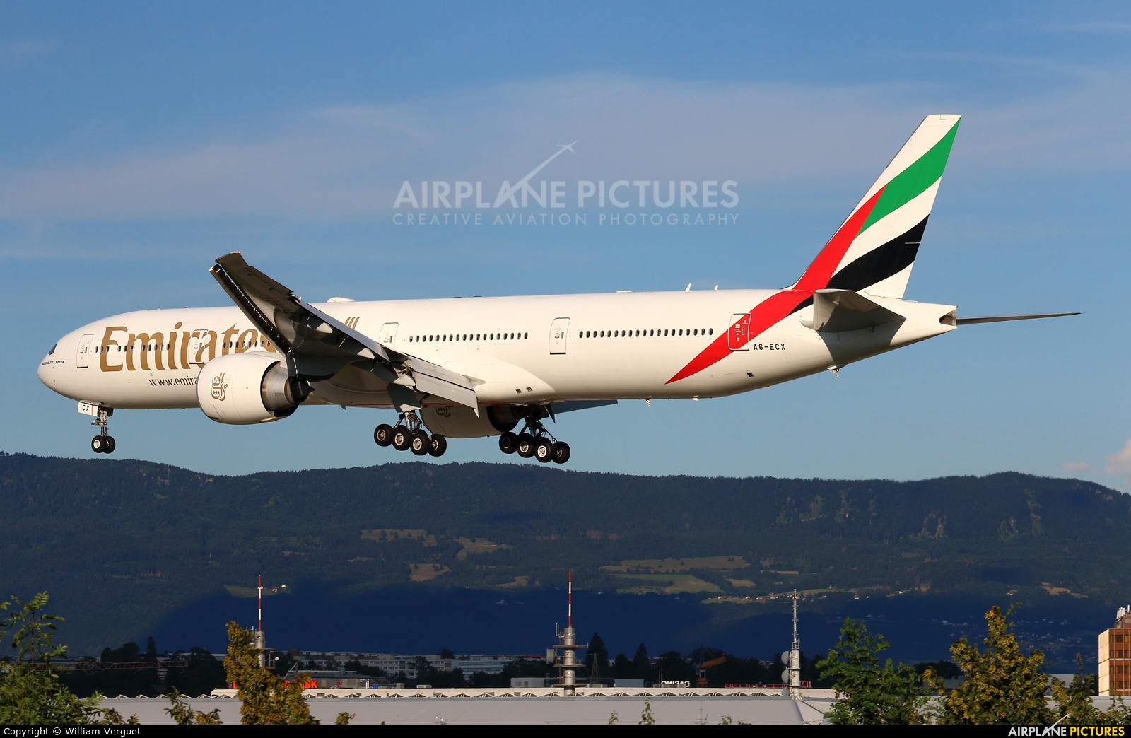 Emirates Airlines A6-ECX aircraft at Geneva Intl
