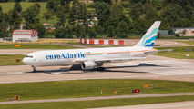 Rare visit of Euro Atlantic Airways 767 at Zurich title=