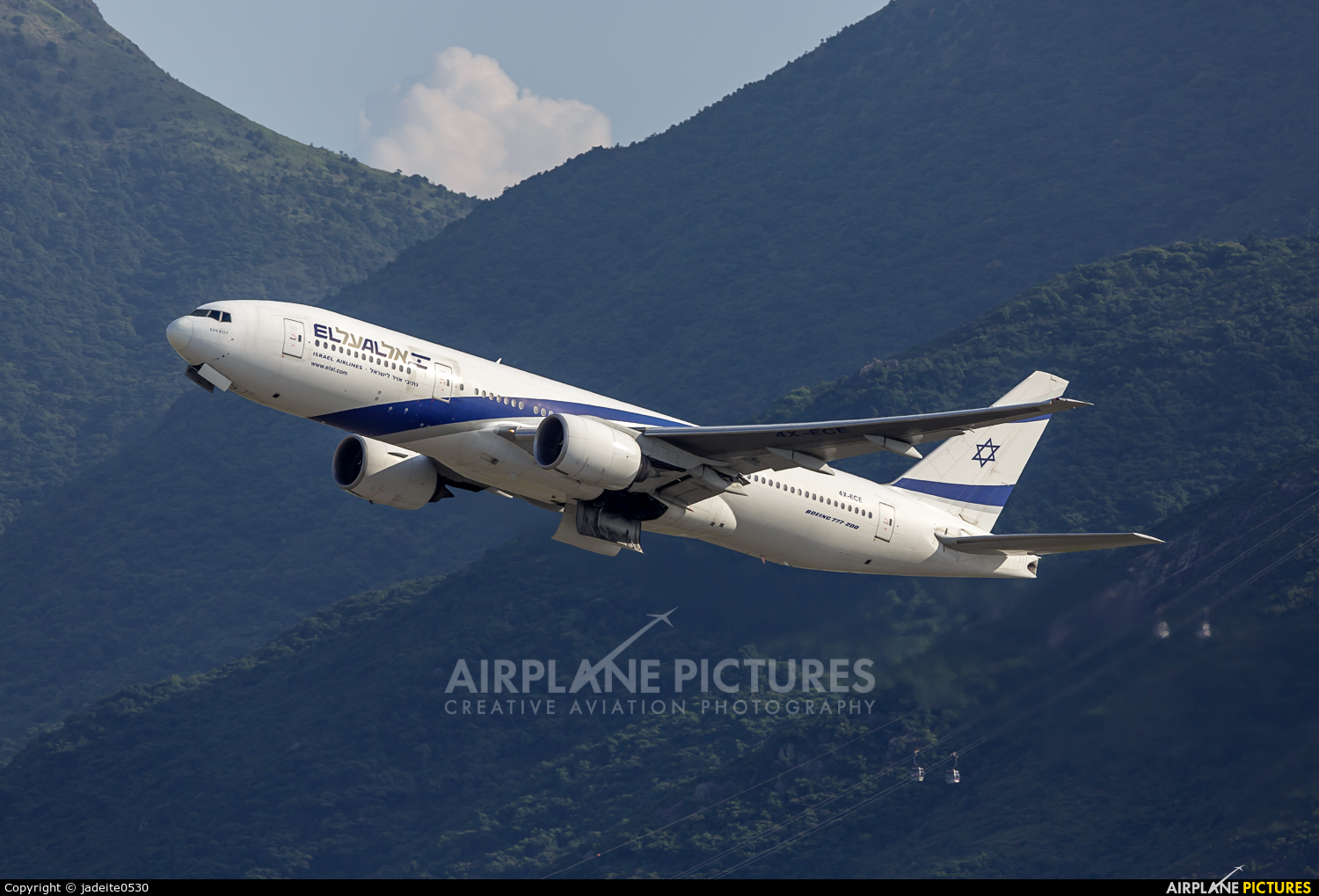 El Al Israel Airlines 4X-ECE aircraft at HKG - Chek Lap Kok Intl