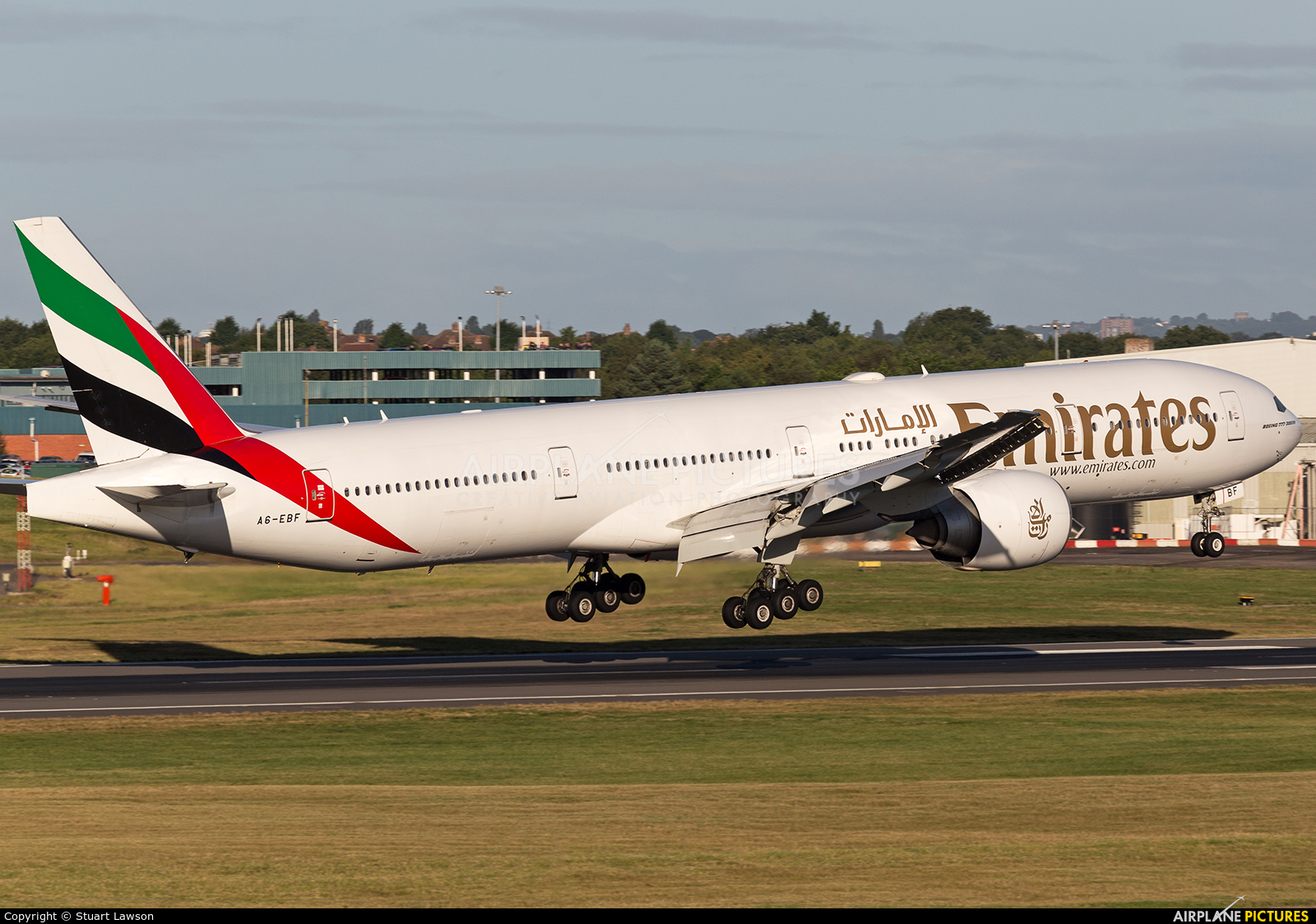Emirates Airlines A6-EBF aircraft at Birmingham