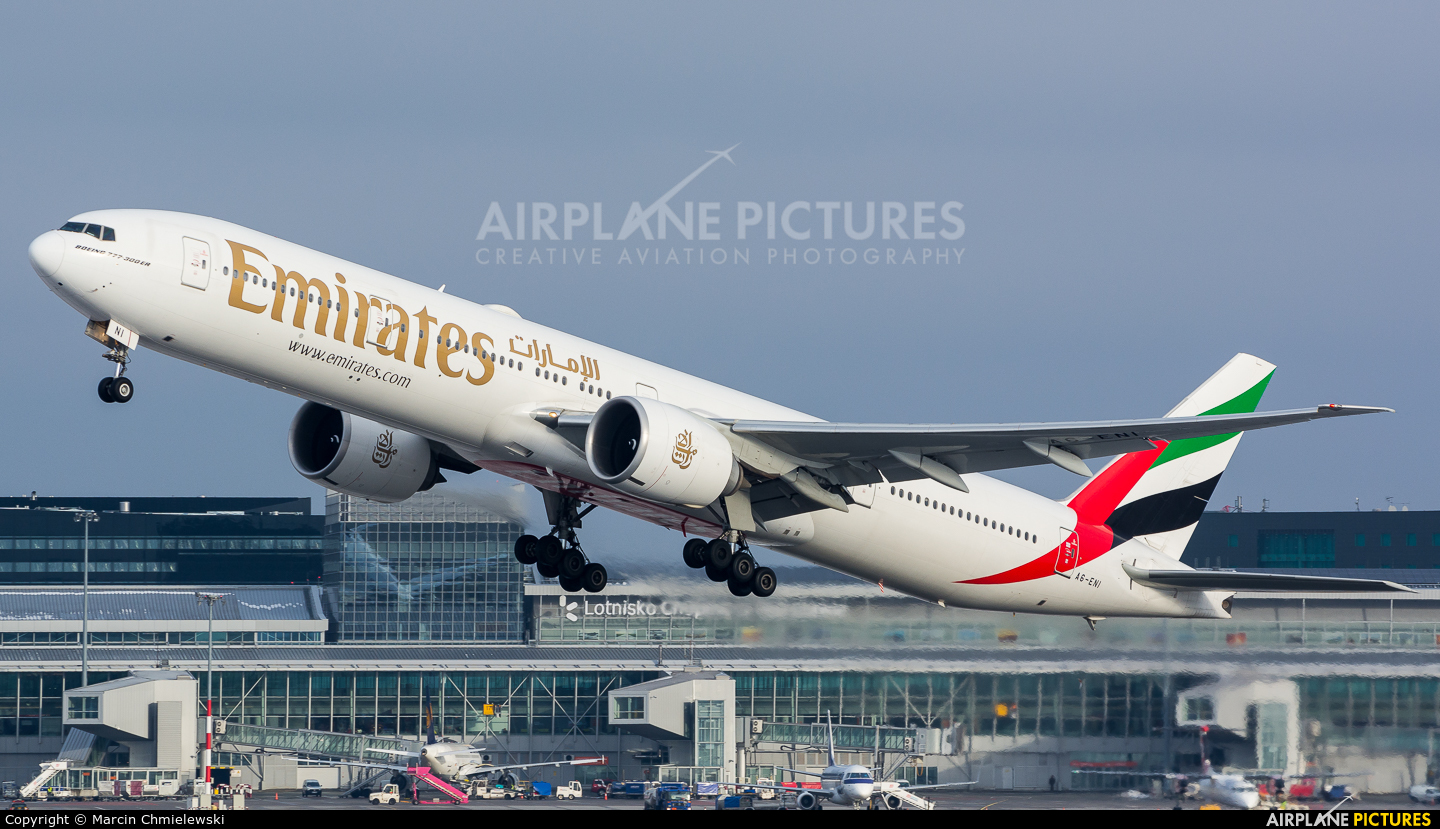 Emirates Airlines A6-ENI aircraft at Warsaw - Frederic Chopin