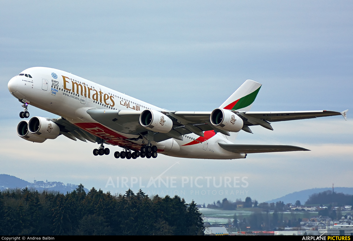 Emirates Airlines A6-EEW aircraft at Zurich