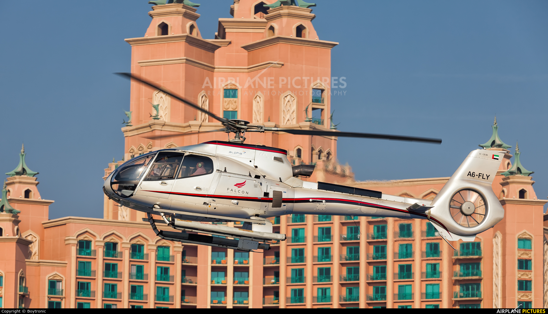 Falcon Aviation A6-FLY aircraft at Dubai The Palm, Helipad