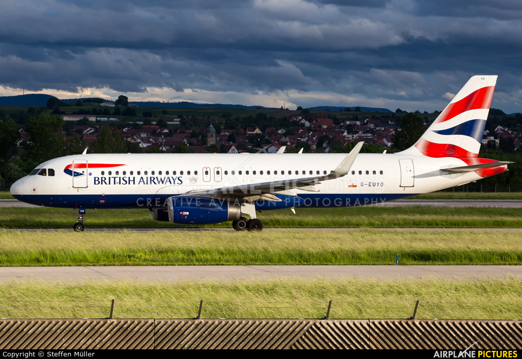 British Airways G-EUYO aircraft at Stuttgart