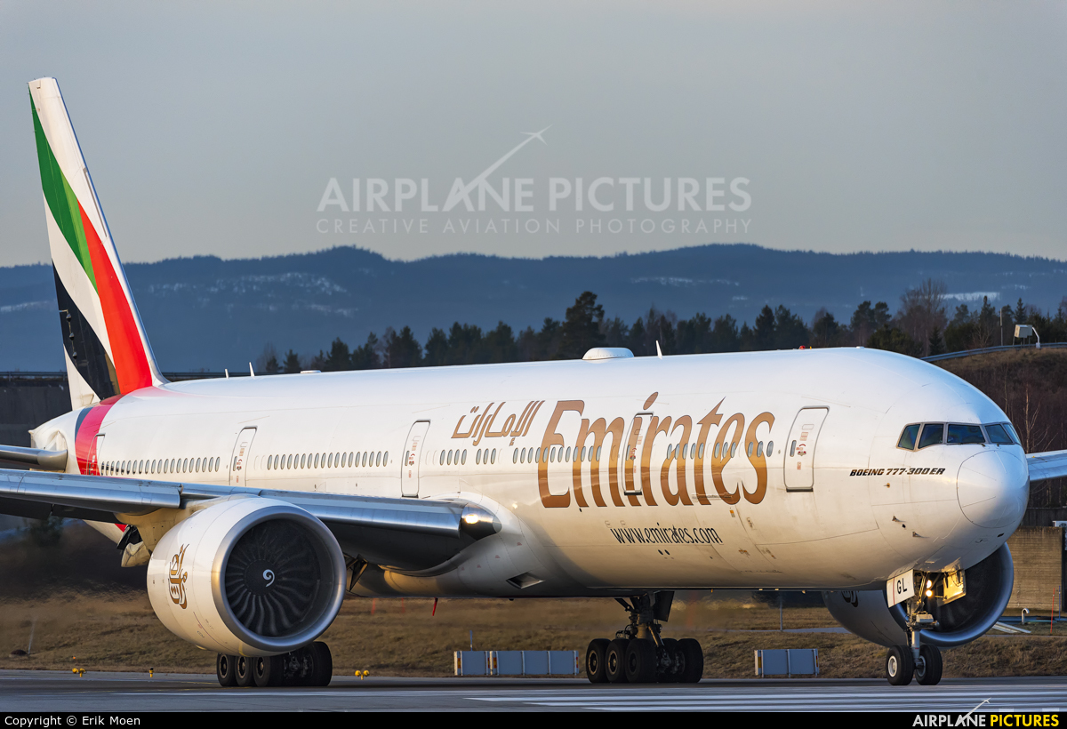 Emirates Airlines A6-EGL aircraft at Oslo - Gardermoen