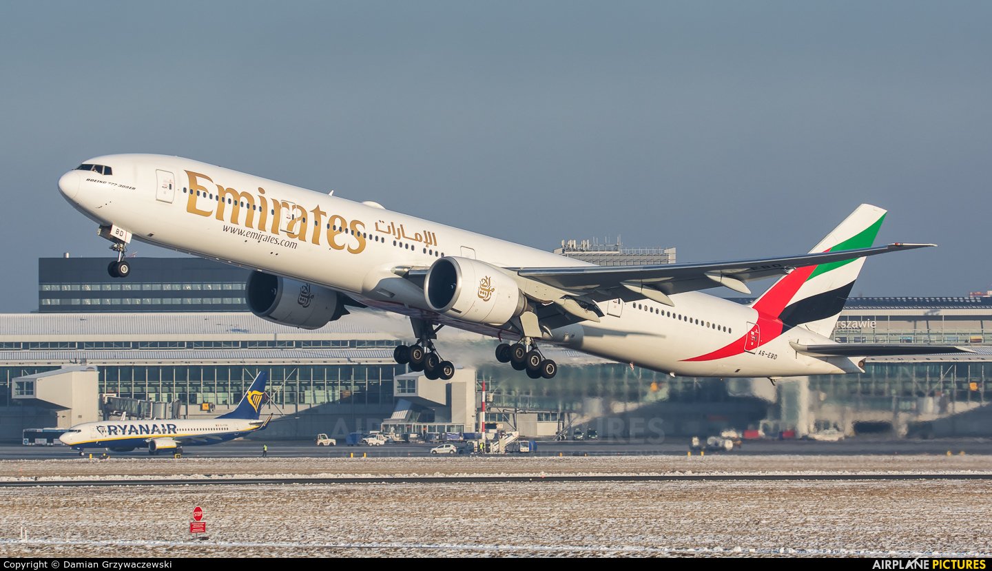 Emirates Airlines A6-EBD aircraft at Warsaw - Frederic Chopin