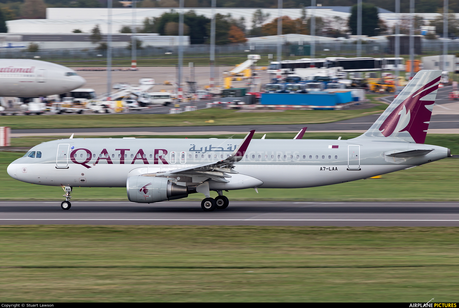 Qatar Airways A7-LAA aircraft at Birmingham