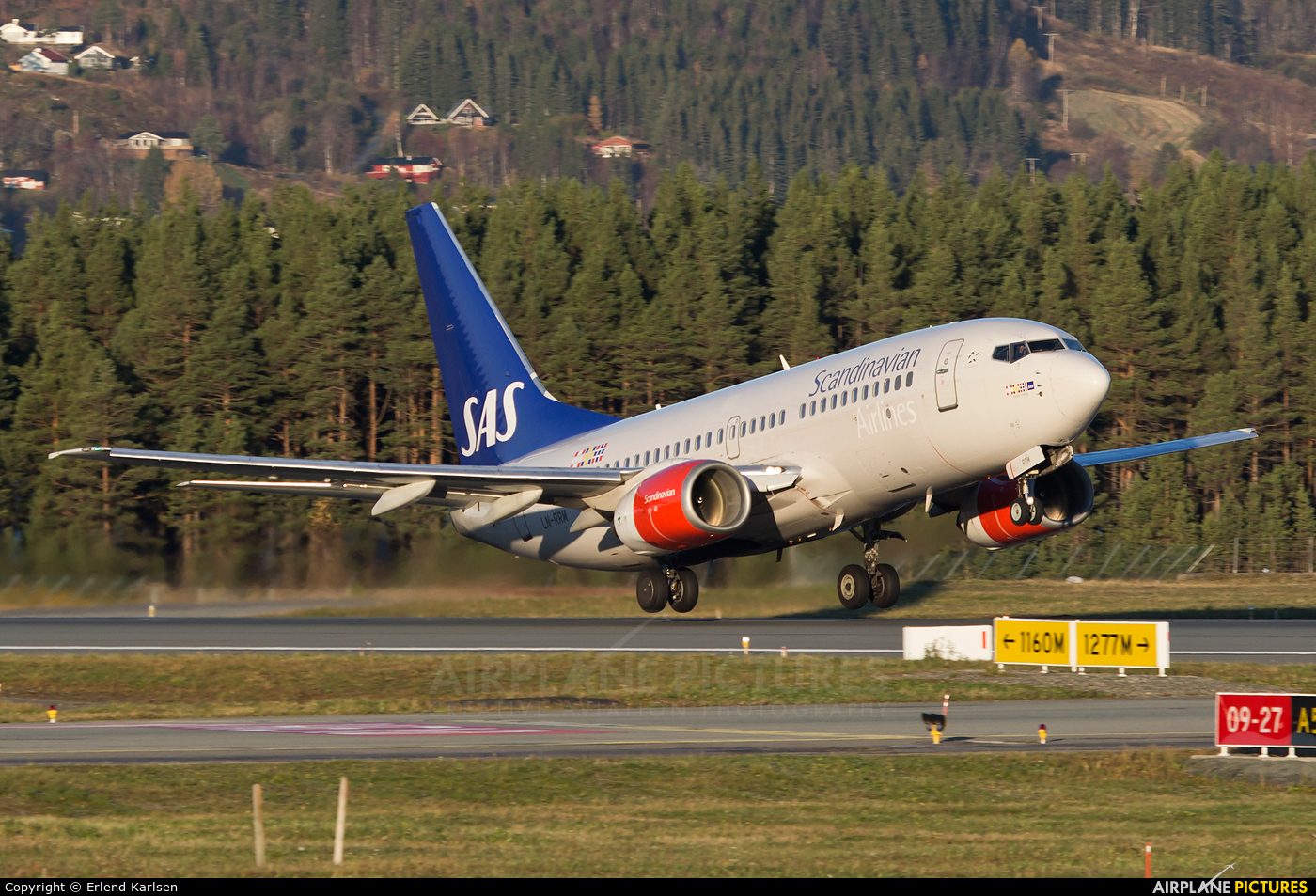 SAS - Scandinavian Airlines LN-RRM aircraft at Trondheim - Vaernes