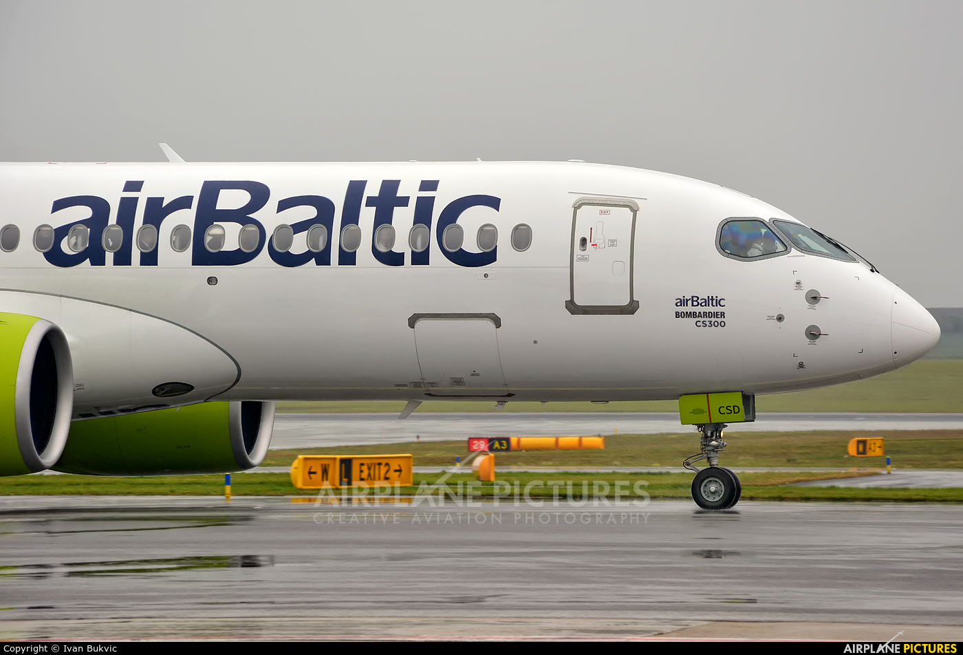 Air Baltic YL-CSD aircraft at Vienna - Schwechat