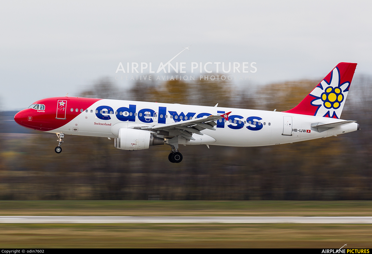 Edelweiss HB-IJW aircraft at Budapest Ferenc Liszt International Airport