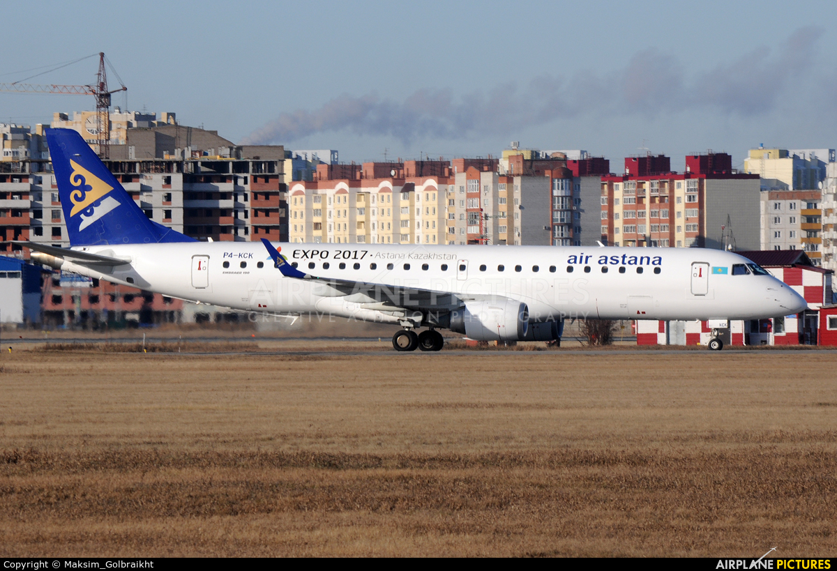 Air Astana P4-KCK aircraft at Omsk Tsentralny