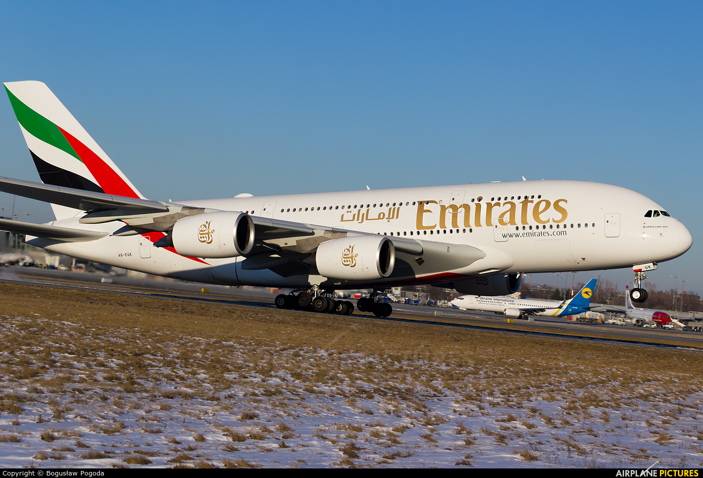 Emirates Airlines A6-EUK aircraft at Warsaw - Frederic Chopin