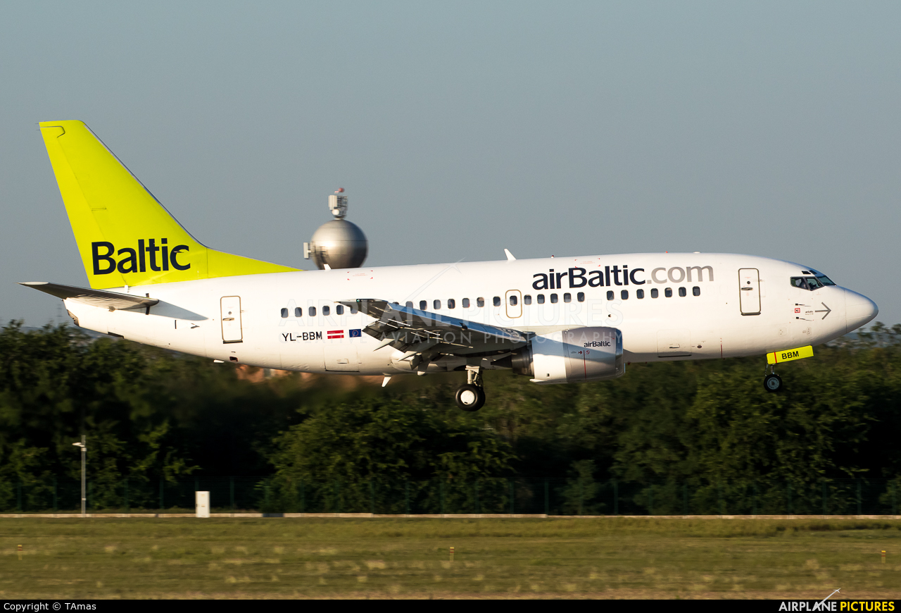 Air Baltic YL-BBM aircraft at Budapest Ferenc Liszt International Airport