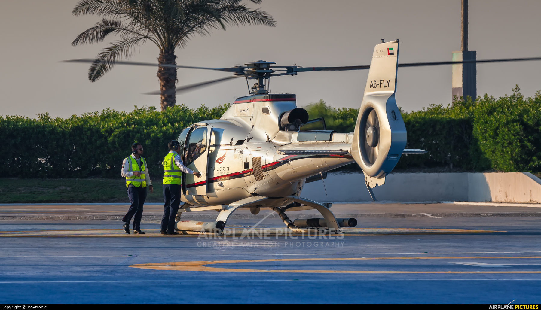Falcon Aviation A6-FLY aircraft at Dubai The Palm, Helipad