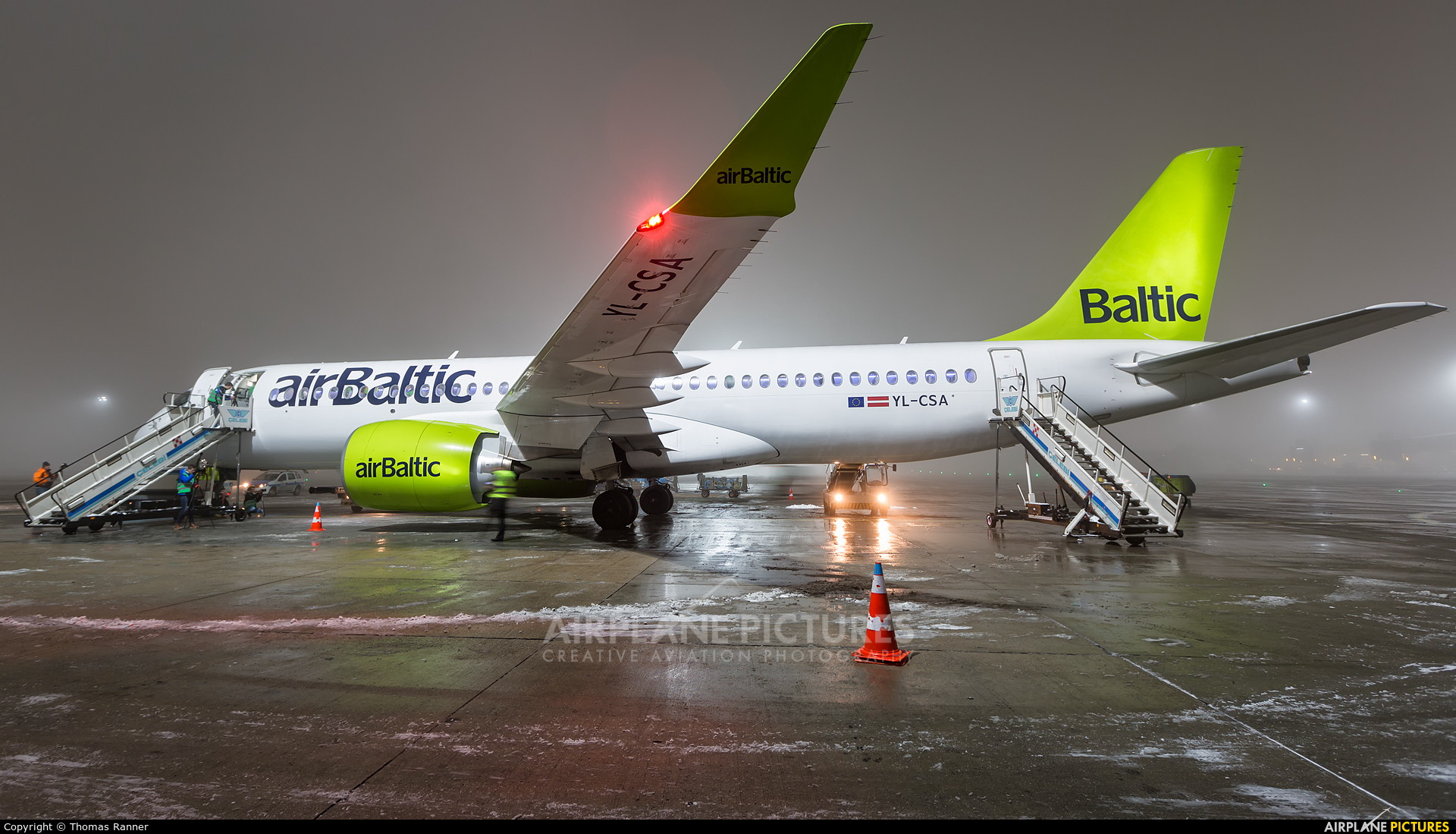 Air Baltic YL-CSA aircraft at Vienna - Schwechat
