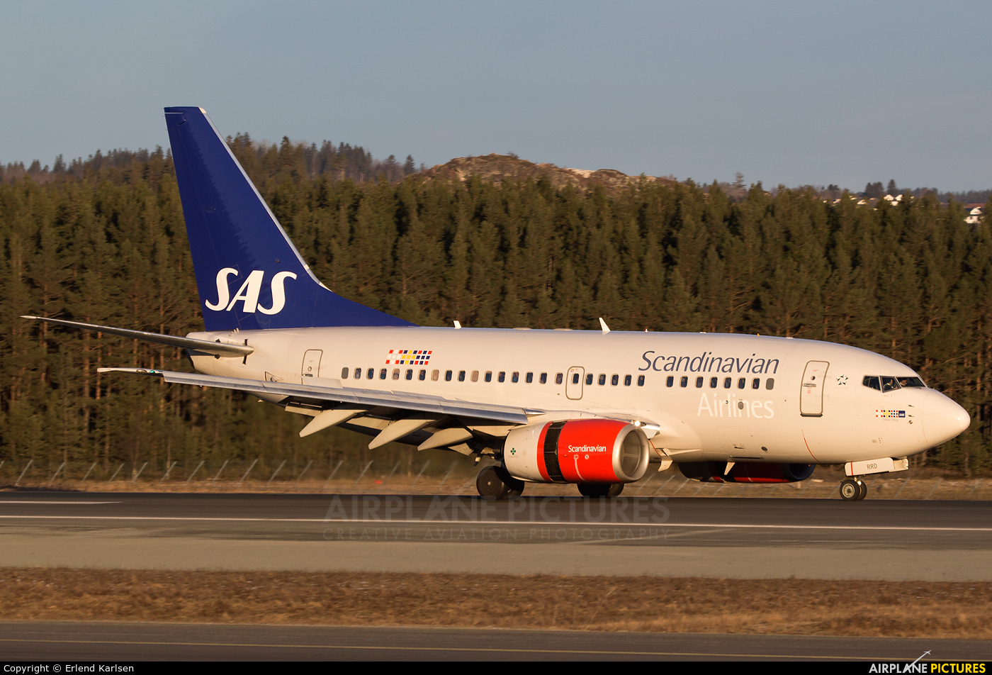 SAS - Scandinavian Airlines LN-RRD aircraft at Trondheim - Vaernes
