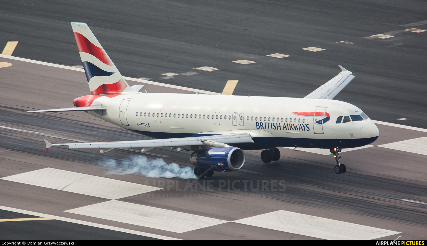 British Airways G-EUYC aircraft at Gibraltar