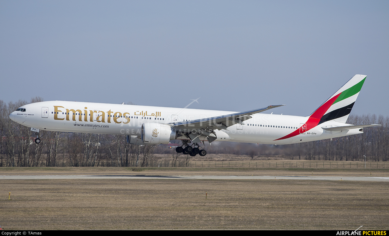 Emirates Airlines A6-EPH aircraft at Budapest Ferenc Liszt International Airport