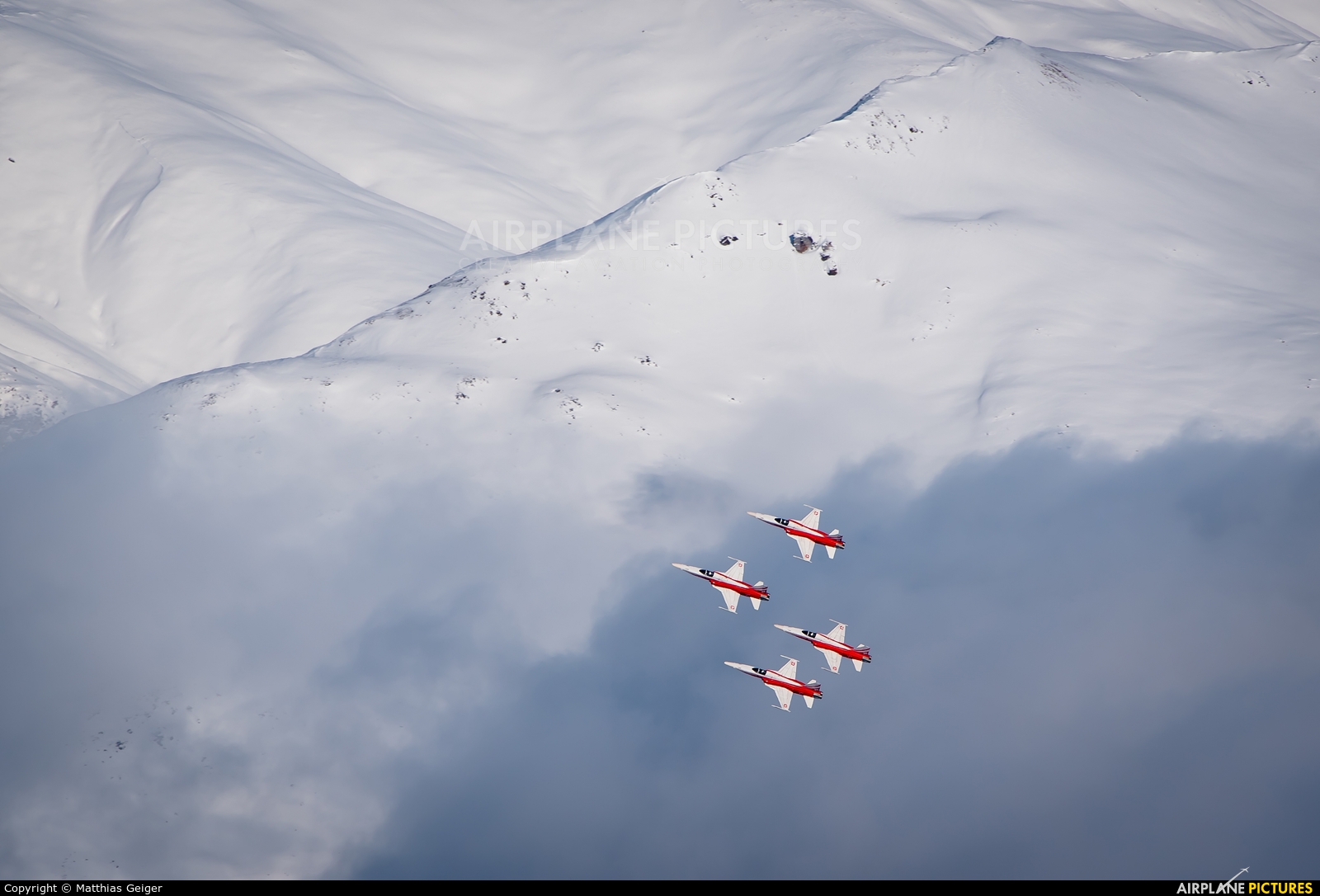 Switzerland - Air Force:  Patrouille de Suisse - aircraft at Off Airport - Swiss Alps