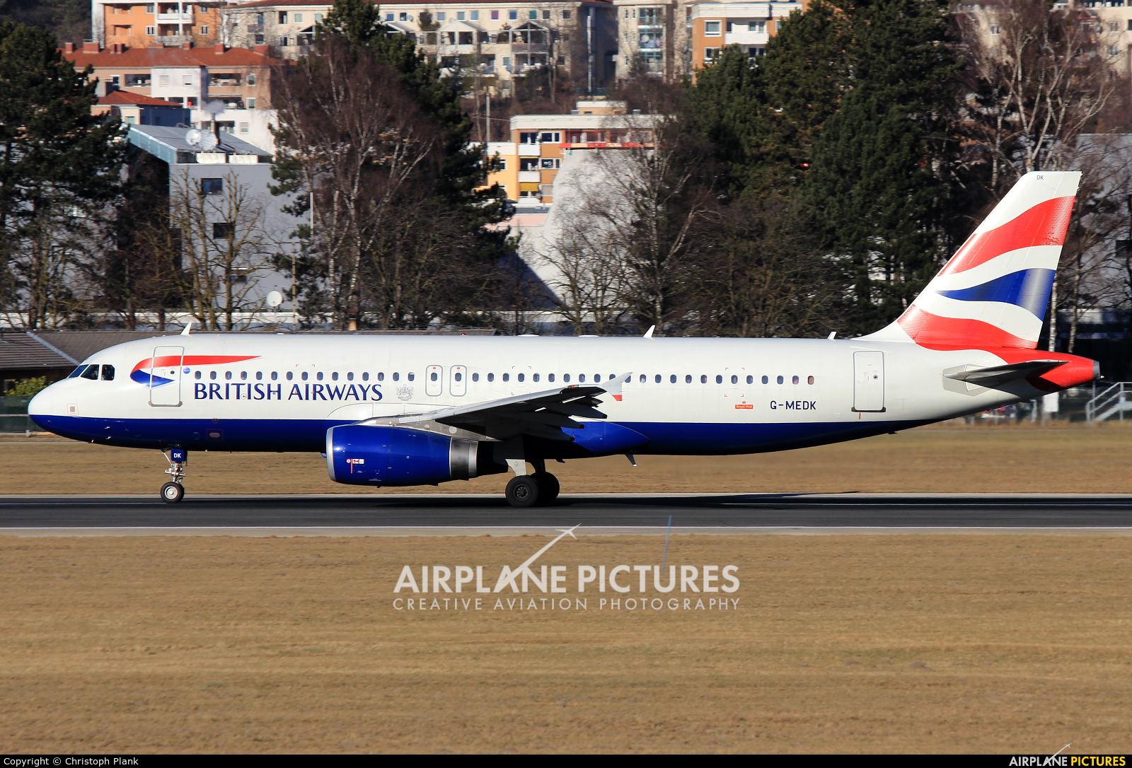British Airways G-MEDK aircraft at Innsbruck