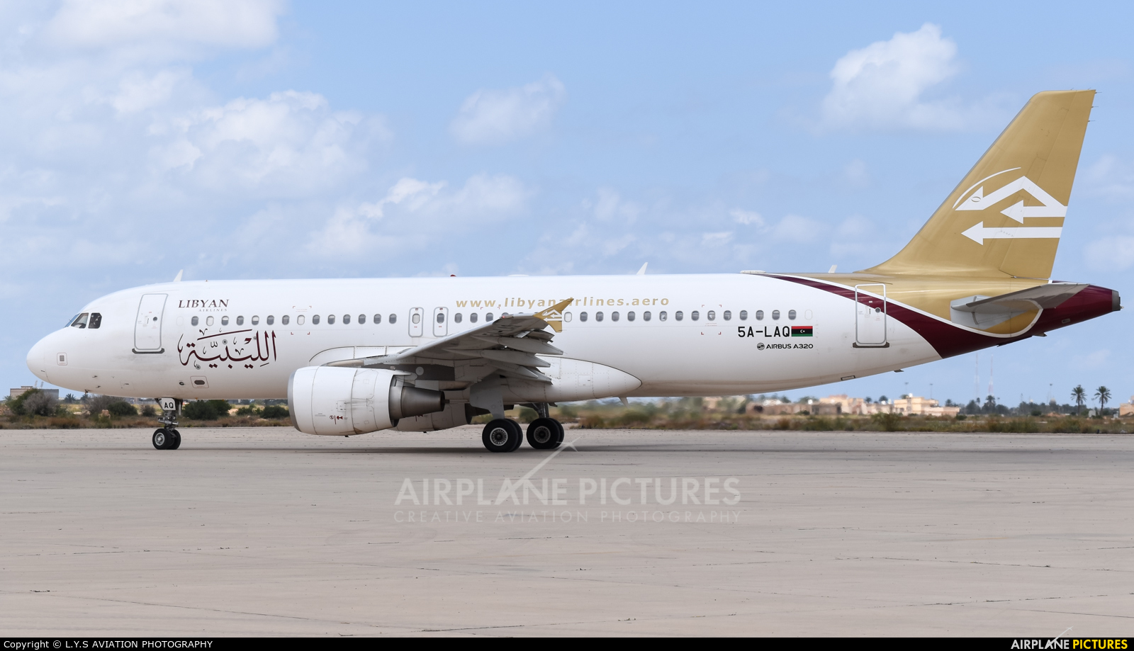 Libyan Airlines 5A-LAQ aircraft at Misrata
