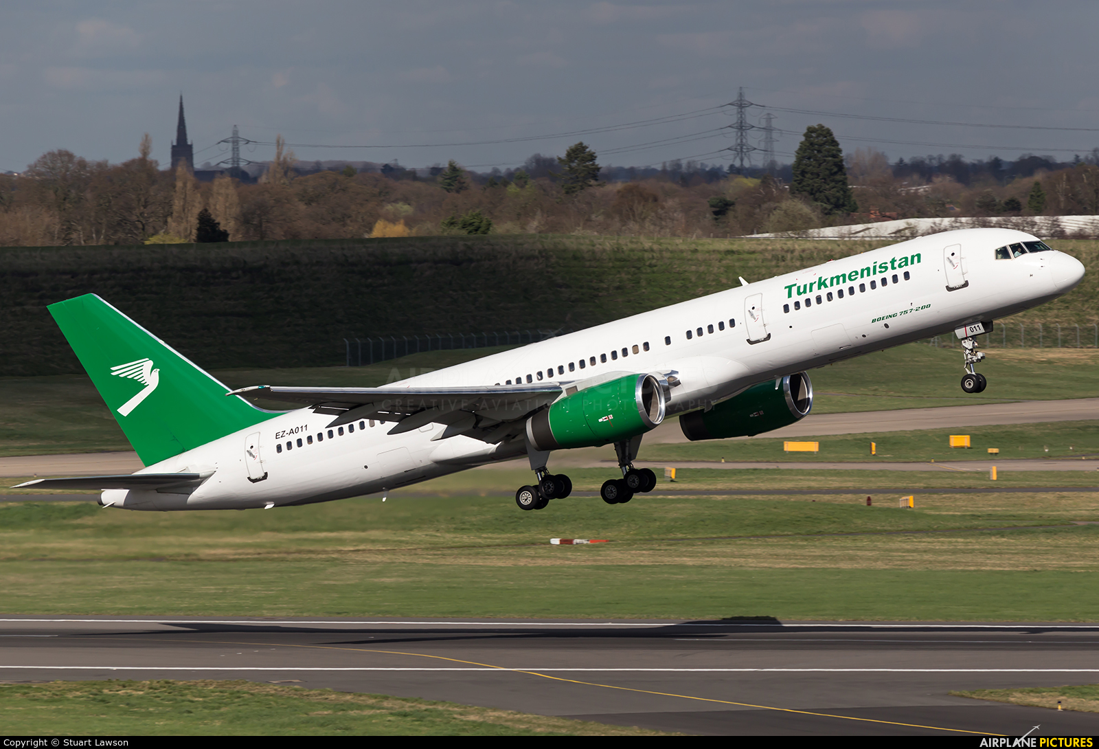 Turkmenistan Airlines EZ-A011 aircraft at Birmingham
