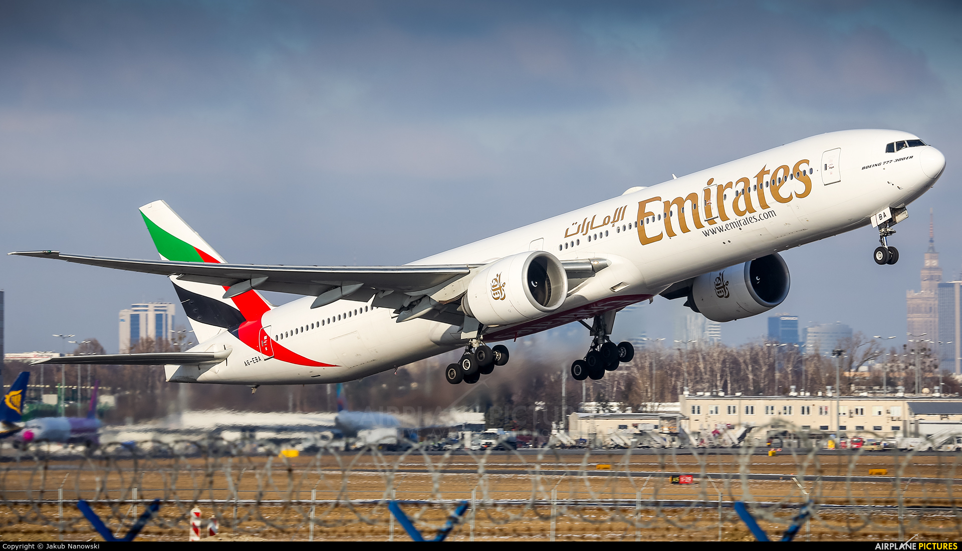 Emirates Airlines A6-EBA aircraft at Warsaw - Frederic Chopin
