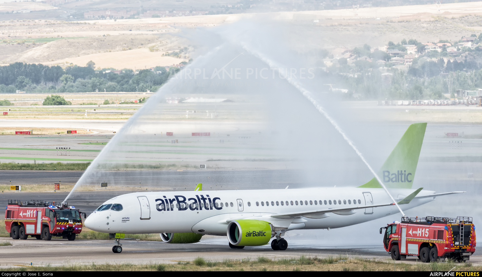 Air Baltic YL-CSA aircraft at Madrid - Barajas