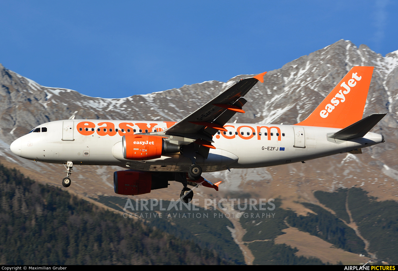easyJet G-EZFJ aircraft at Innsbruck