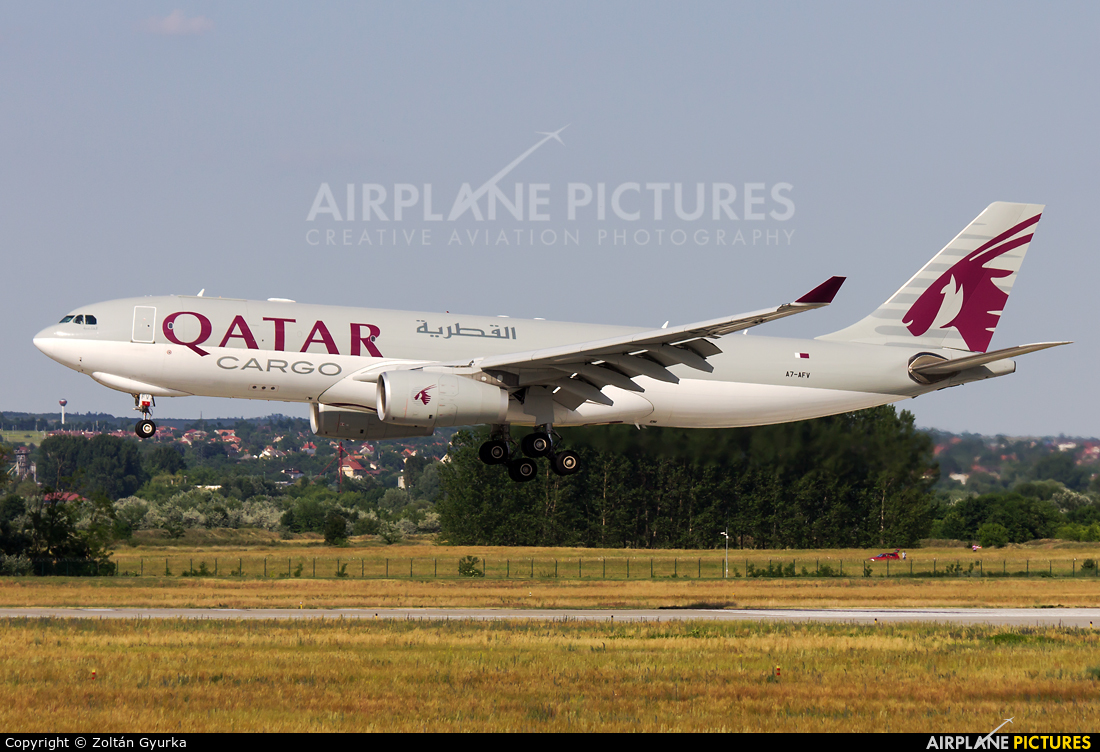 Qatar Airways Cargo A7-AFV aircraft at Budapest Ferenc Liszt International Airport