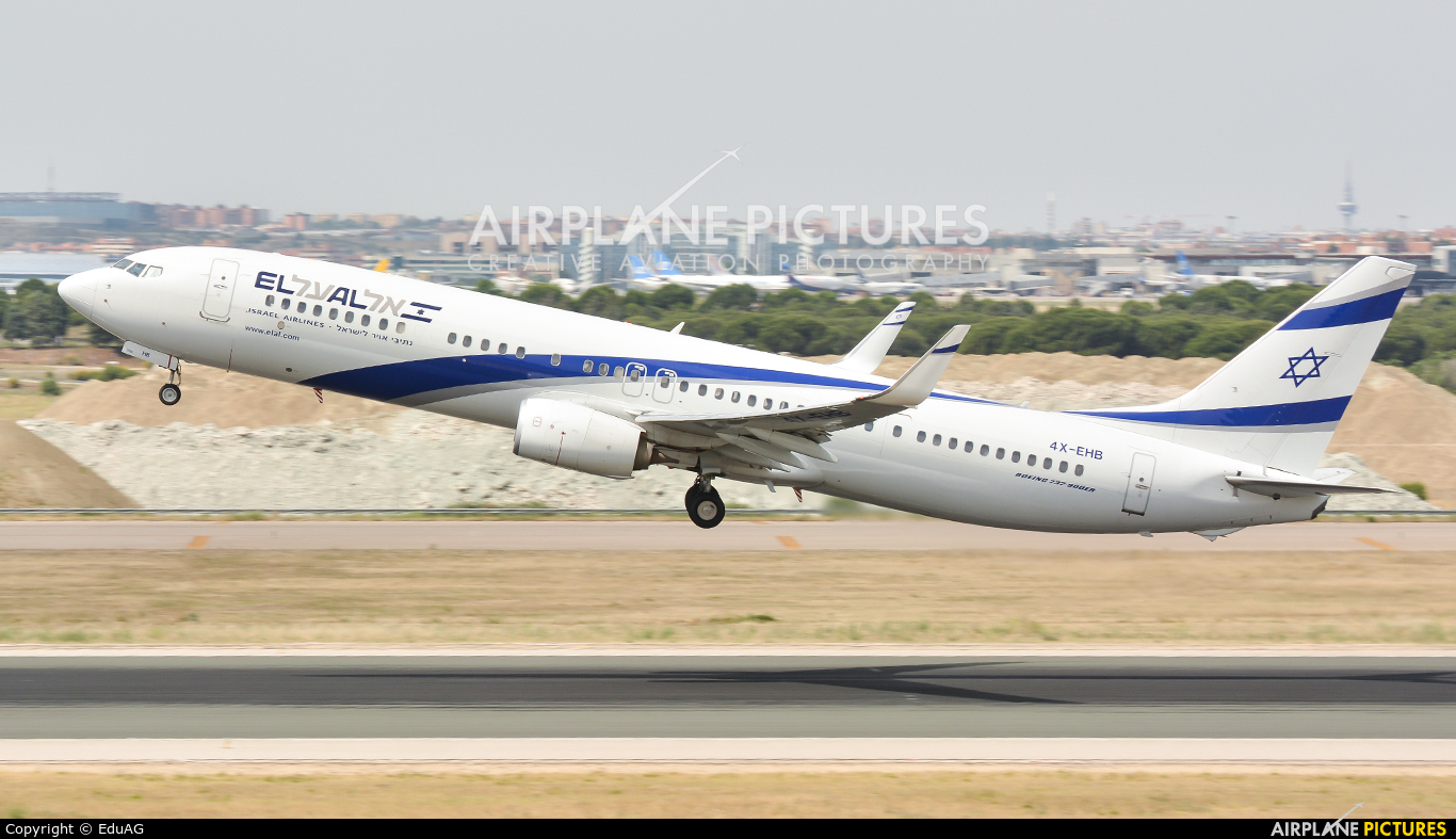 El Al Israel Airlines 4X-EHB aircraft at Madrid - Barajas