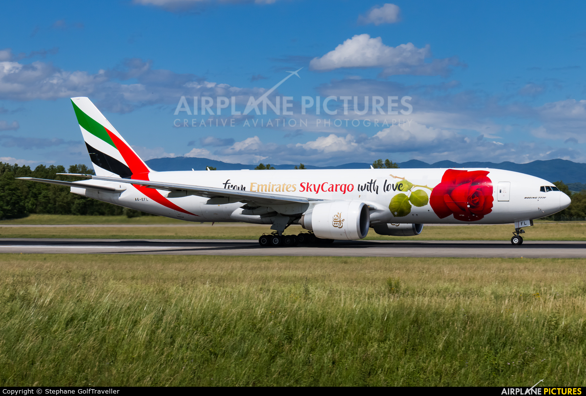 Emirates Sky Cargo A6-EFL aircraft at Basel - Mulhouse- Euro