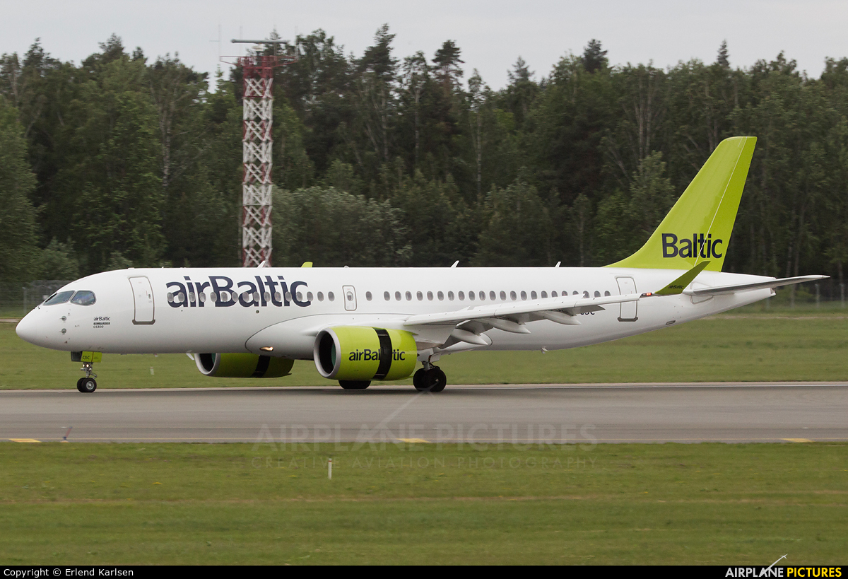 Air Baltic YL-CSC aircraft at Riga Intl