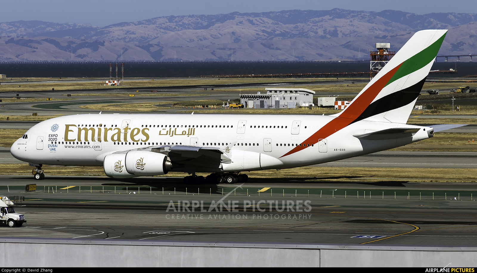 Emirates Airlines A6-EEO aircraft at San Francisco Intl