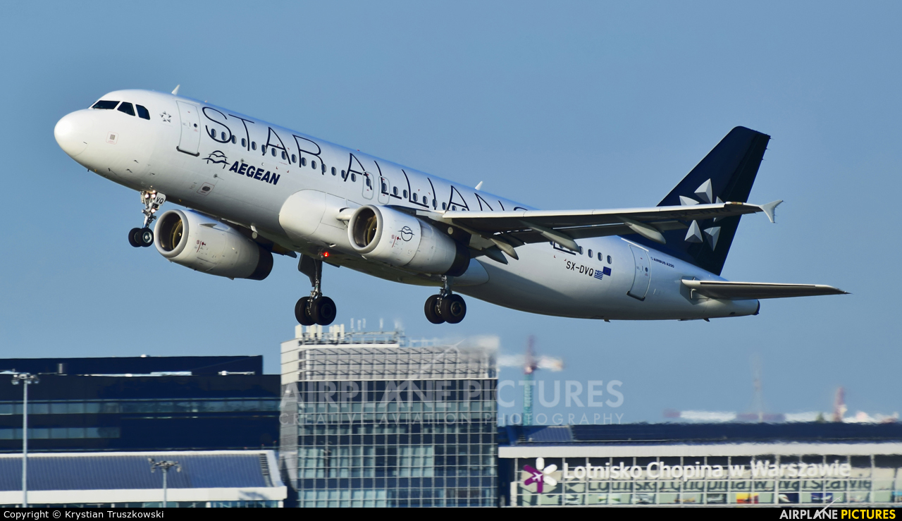 Aegean Airlines SX-DVQ aircraft at Warsaw - Frederic Chopin