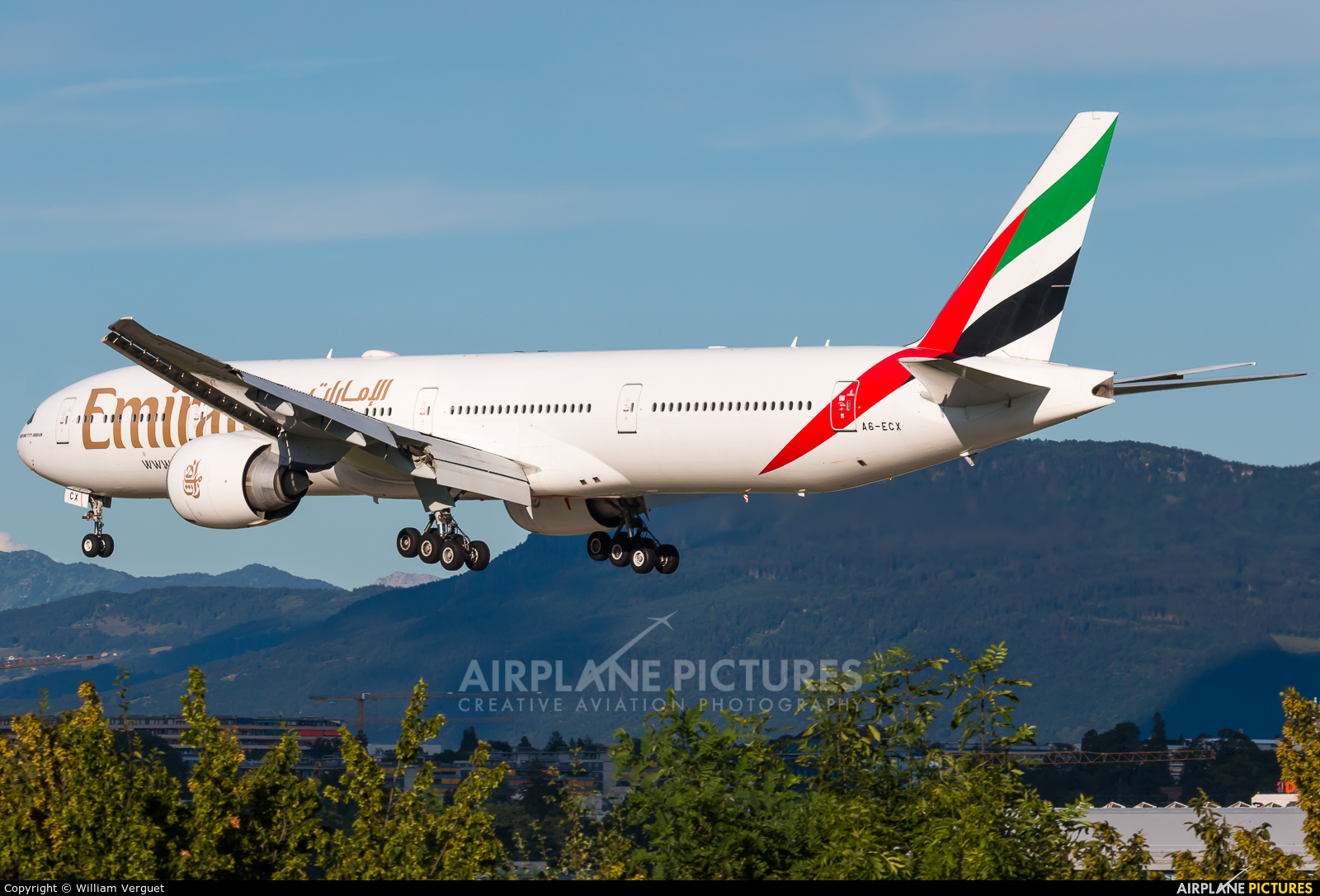 Emirates Airlines A6-ECX aircraft at Geneva Intl