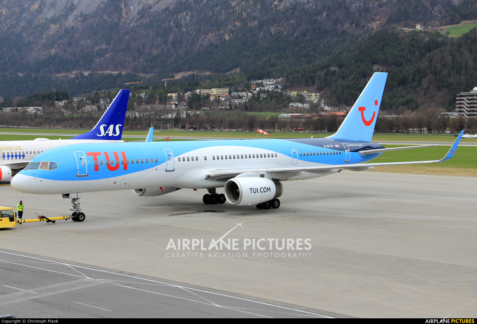 TUI Airways G-BYAY aircraft at Innsbruck