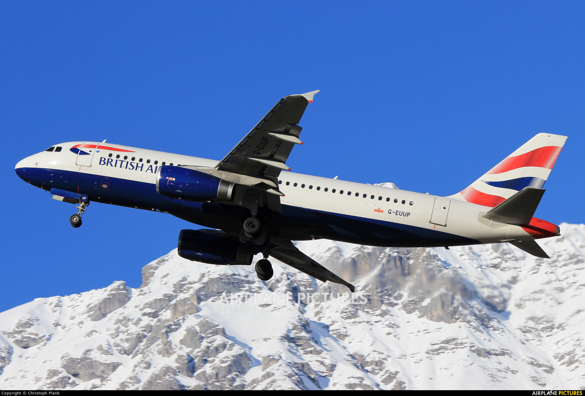 British Airways G-EUUP aircraft at Innsbruck