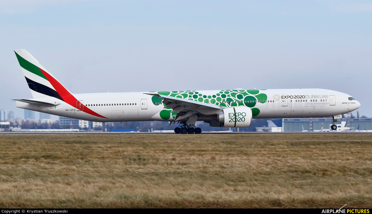 Emirates Airlines A6-EPU aircraft at Warsaw - Frederic Chopin