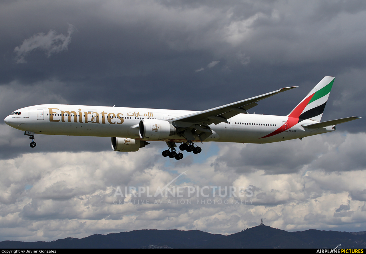 Emirates Airlines A6-EBA aircraft at Barcelona - El Prat
