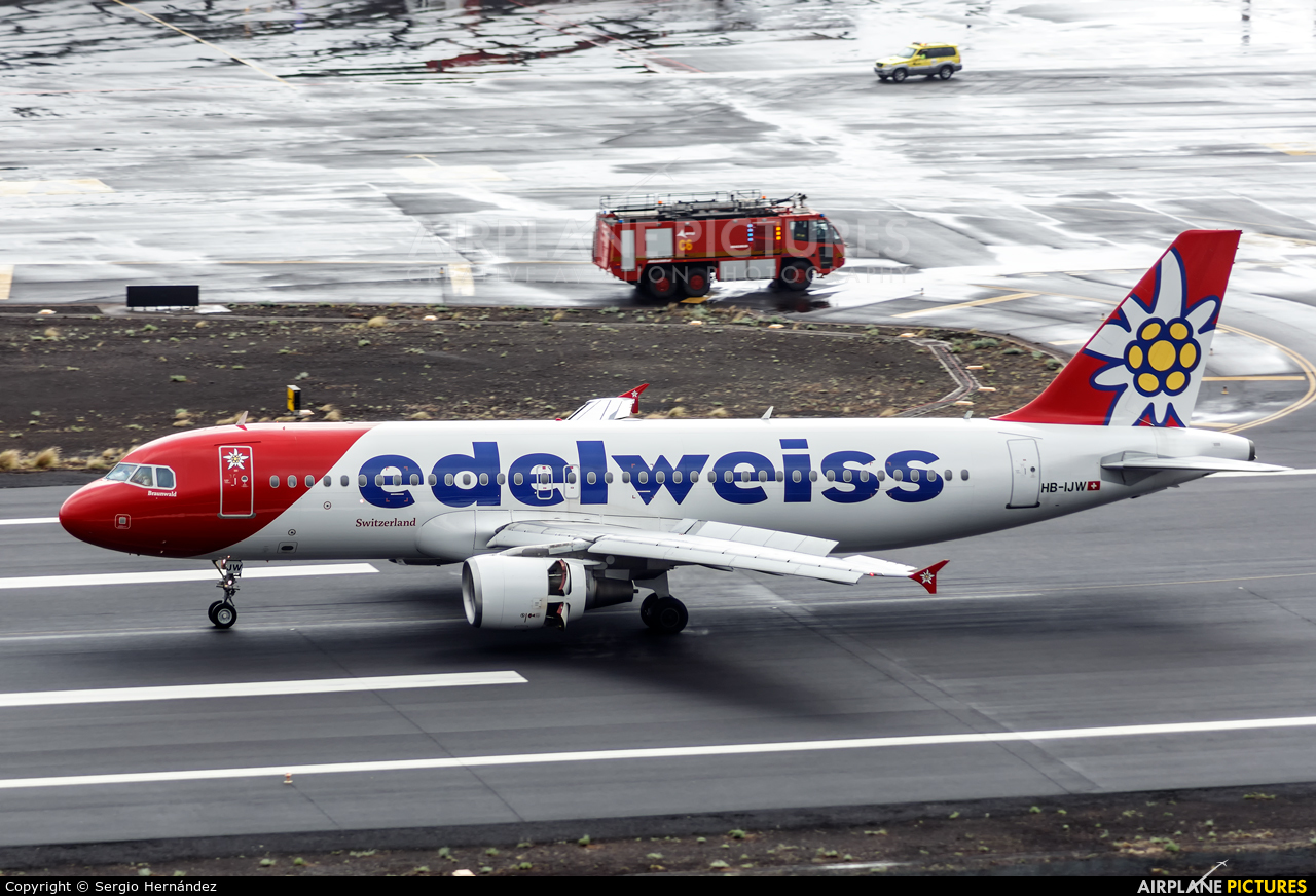 Edelweiss HB-IJW aircraft at Santa Cruz de La Palma