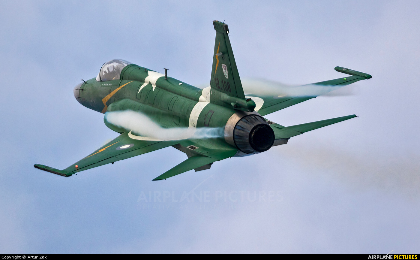 Pakistani fighter jet JF 17 Thunder flying with full power in the sky