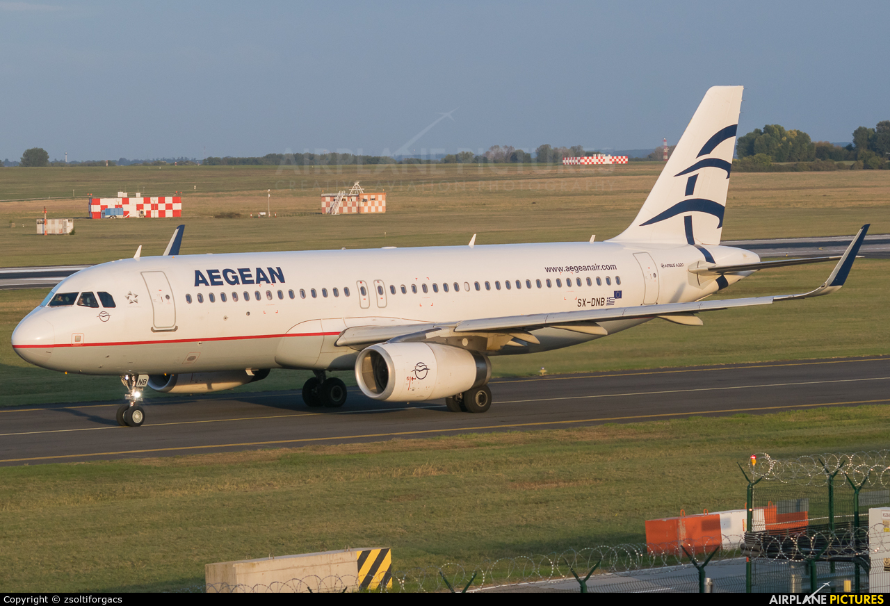 Aegean Airlines SX-DNB aircraft at Budapest Ferenc Liszt International Airport